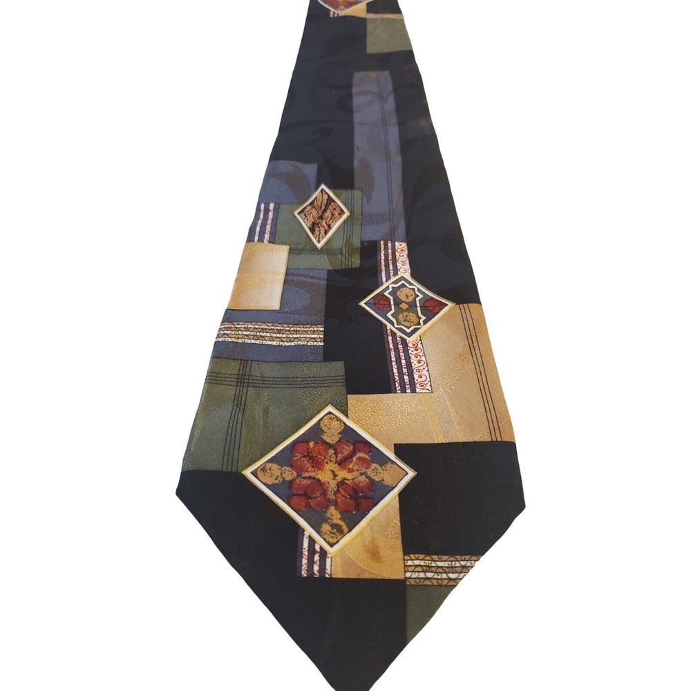 Joseph Frank‎ 100% Silk Mens Neck Tie Made in USA Geometric Abstract X-Long